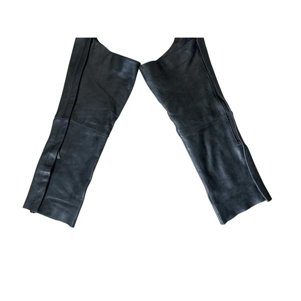 Milwaukee Biker Leather Chaps Men Large Black Adjustable Waist Motorcycle Cowboy
